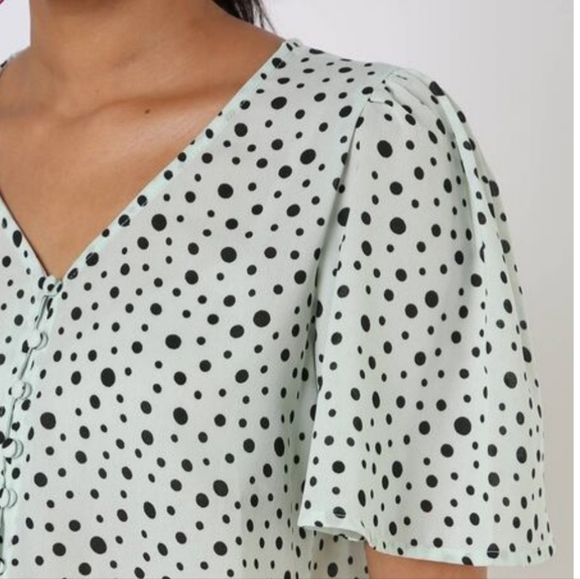 Rio Polka Dot Print V-Neck Flared Sleeve Top bust size upto 36 - Picture 7 of 7